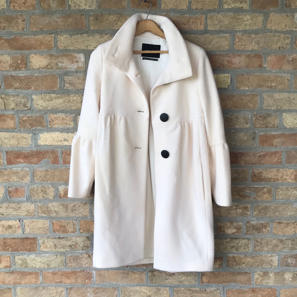 Club Monaco Cream Textured Pea Coat with Wide Collar